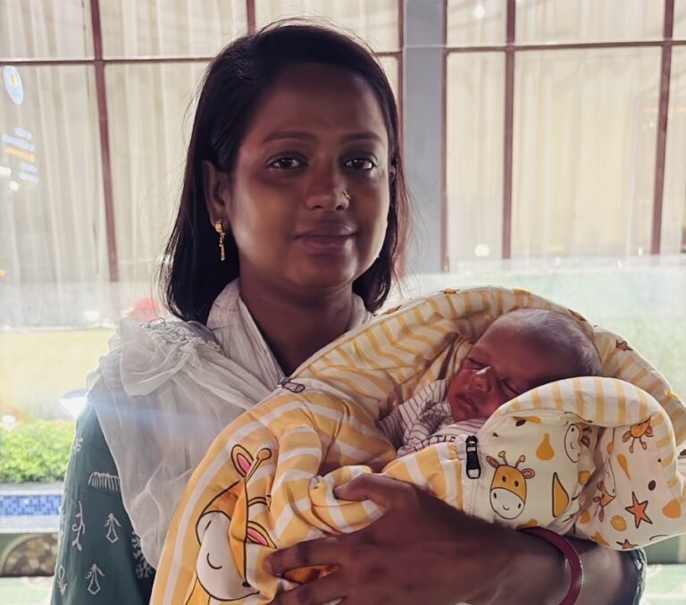A precious newborn baby after a long and challenging journey